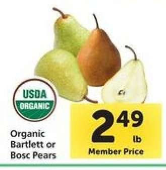 Organic Bartlett or Bosc Pears