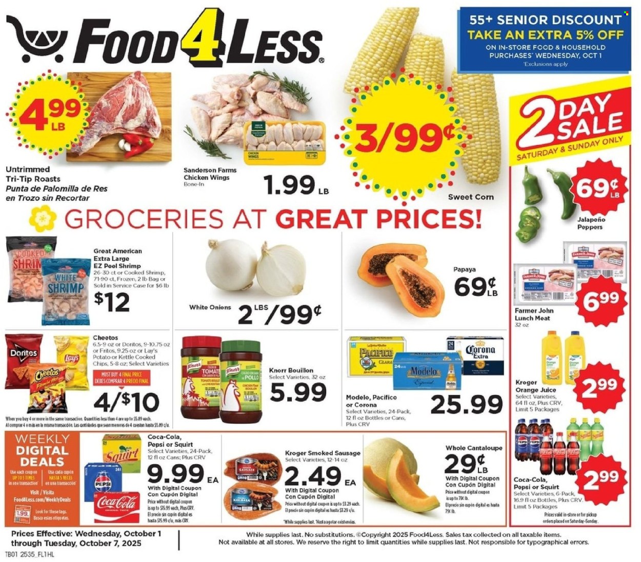 Food 4 Less ad - 10/01/2025 - 10/07/2025. Page 1