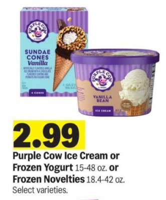 Purple Cow Ice Cream or Frozen Yogurt or Frozen Novelties