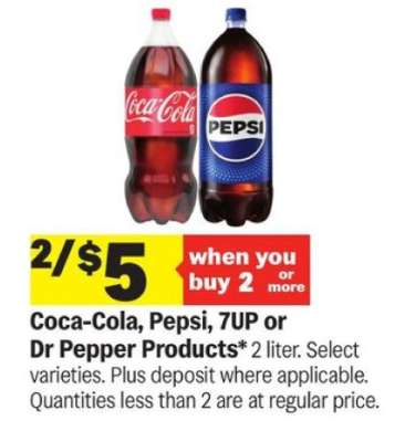 Coca-Cola, Pepsi, 7UP or Dr Pepper Products*