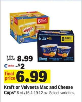 Kraft or Velveeta Mac and Cheese Cups