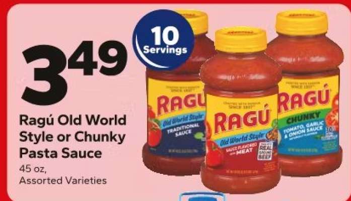 Ragú Old World Style or Chunky Pasta Sauce