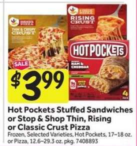 Hot Pockets Stuffed Sandwiches or Stop & Shop Thin, Rising or Classic Crust Pizza