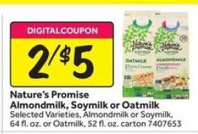 Nature's Promise Almondmilk, Soymilk or Oatmilk