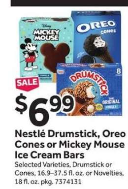 Nestlé Drumstick, Oreo Cones or Mickey Mouse Ice Cream Bars