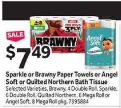 Sparkle or Brawny Paper Towels or Angel Soft or Quilted Northern Bath Tissue