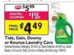 Tide, Gain, Downy or Bounce Laundry Care