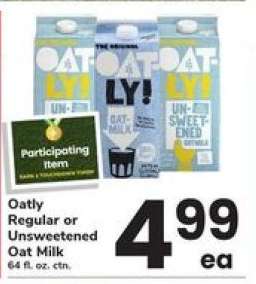 Oatly Regular or Unsweetened Oat Milk