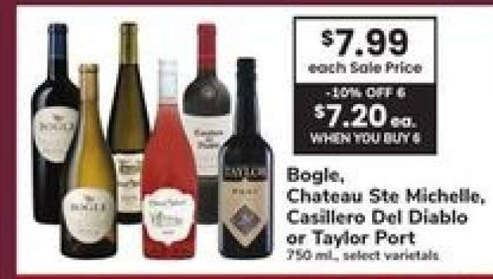 Bogle, Chateau Ste Michelle, Casillero Del Diablo or Taylor Port