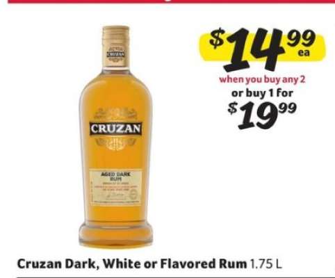 Cruzan Dark, White or Flavored Rum