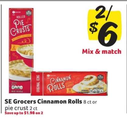 SE Grocers Cinnamon Rolls or Pie Crust
