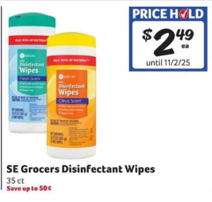 SE Grocers Disinfectant Wipes