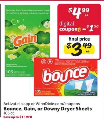 Bounce, Gain, or Downy Dryer Sheets