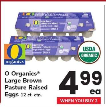 O Organics Large Brown Pasture Raised Eggs