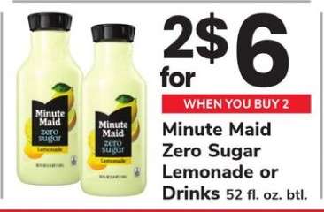 Minute Maid Zero Sugar Lemonade or Drinks