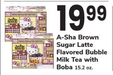 A-Sha Brown Sugar Latte Flavored Bubble Milk Tea with Boba