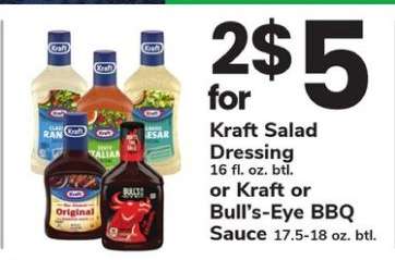Kraft Salad Dressing or Kraft or Bull's-Eye BBQ Sauce