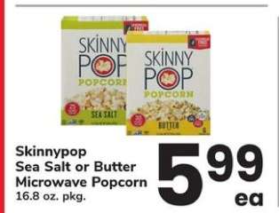 Skinnypop Sea Salt or Butter Microwave Popcorn
