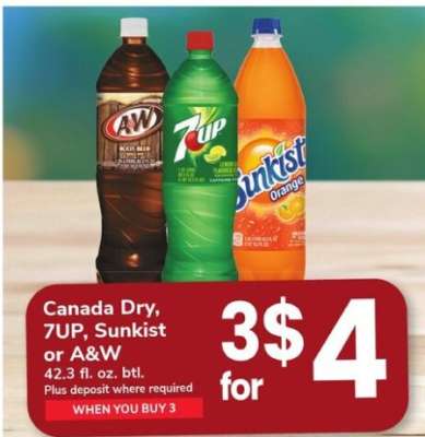 Canada Dry, 7UP, Sunkist or A&W