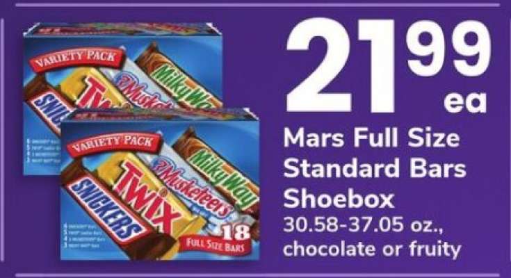 Mars Full Size Standard Bars Shoebox