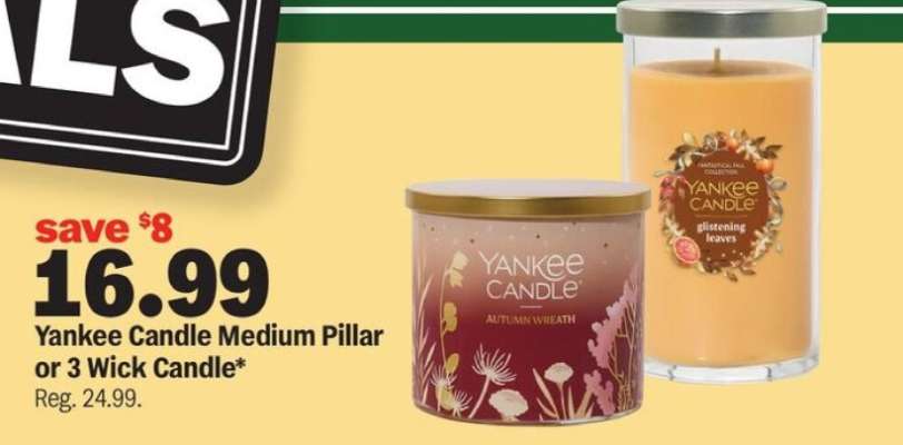 Yankee Candle Medium Pillar or 3 Wick Candle