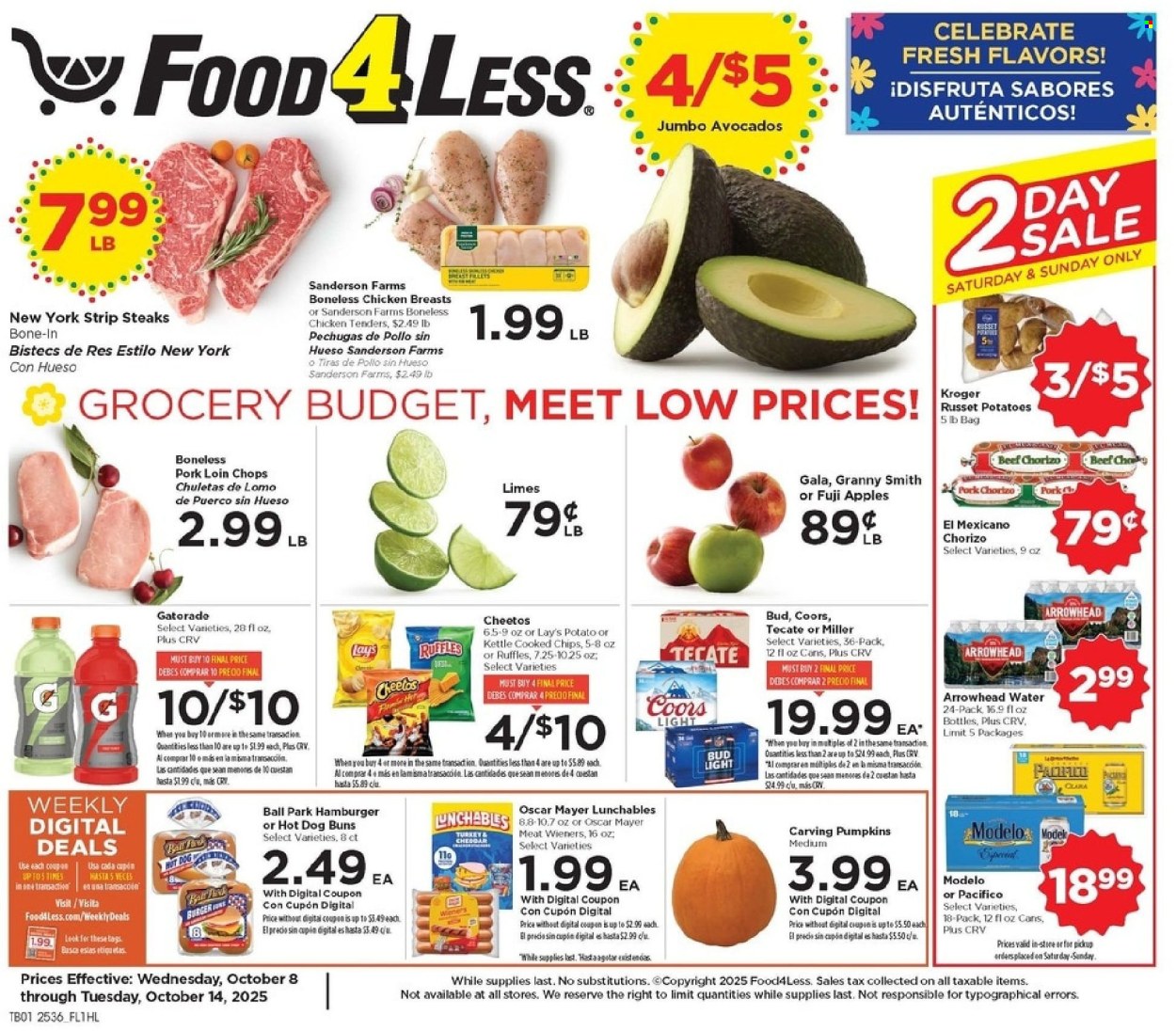 Food 4 Less ad - 10/08/2025 - 10/14/2025. Page 1