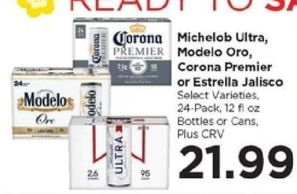 Michelob Ultra, Modelo Oro, Corona Premier or Estrella Jalisco