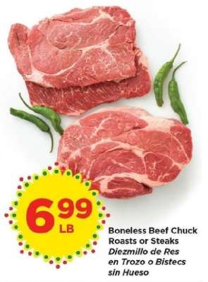 Boneless Beef Chuck Roasts or Steaks