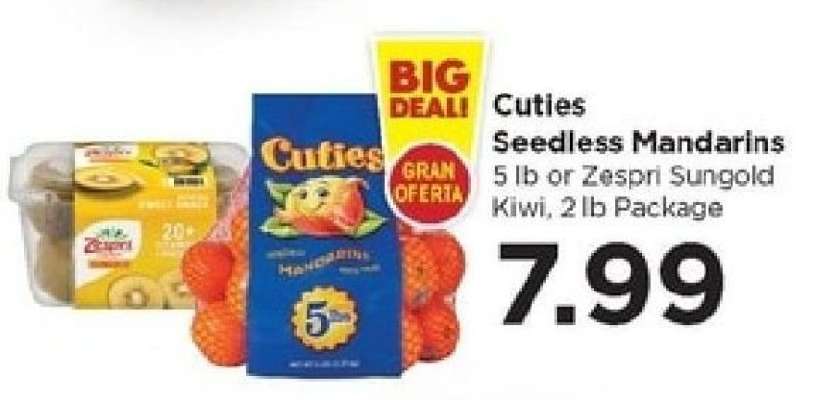 Cuties Seedless Mandarins or Zespri Sungold Kiwi