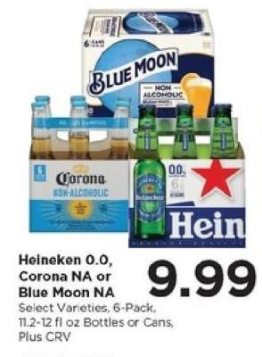 Heineken 0.0, Corona NA or Blue Moon NA