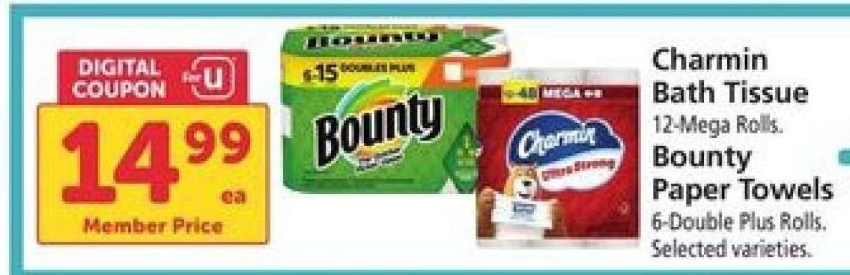 Charmin Bath Tissue, Bounty Paper Towels