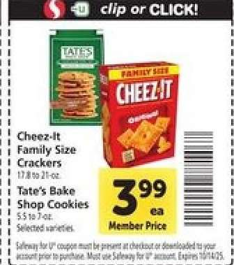 Cheez-It Family Size Crackers / Tate's Bake Shop Cookies