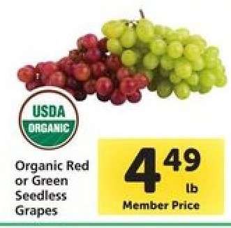 Organic Red or Green Seedless Grapes