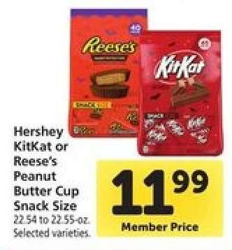 Hershey KitKat or Reese's Peanut Butter Cup Snack Size
