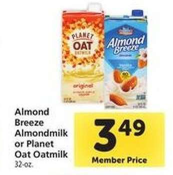 Almond Breeze Almondmilk or Planet Oat Oatmilk