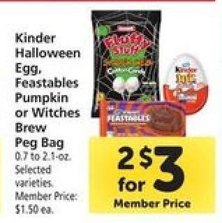 Kinder Halloween Egg, Feastables Pumpkin or Witches Brew Peg Bag
