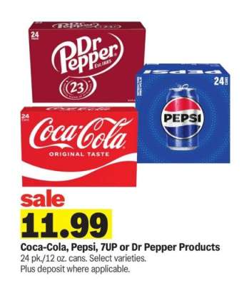Coca-Cola, Pepsi, 7UP or Dr Pepper Products*