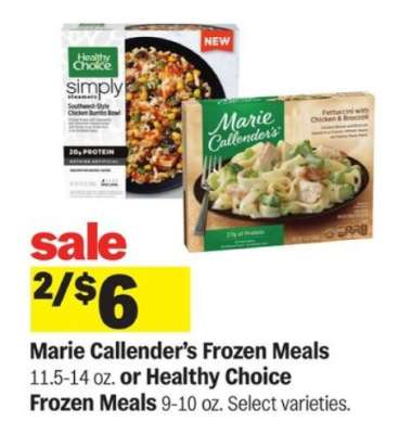 Marie Callender's Frozen Meals or Healthy Choice Frozen Meals