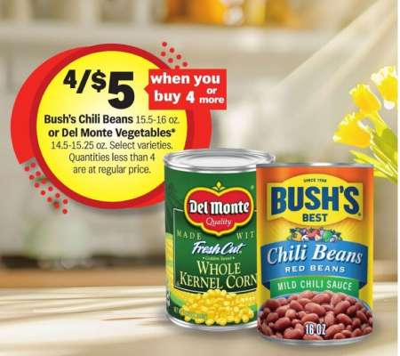 Bush's Chili Beans or Del Monte Vegetables