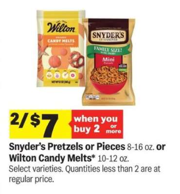 Snyder’s Pretzels or Pieces or Wilton Candy Melts