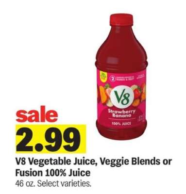 V8 Vegetable Juice, Veggie Blends or Fusion 100% Juice