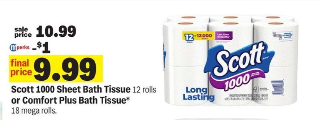 Scott 1000 Sheet Bath Tissue or Comfort Plus Bath Tissue