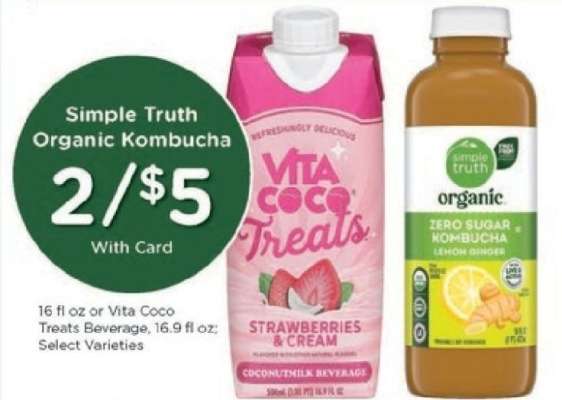 Simple Truth Organic Kombucha or Vita Coco Treats Beverage