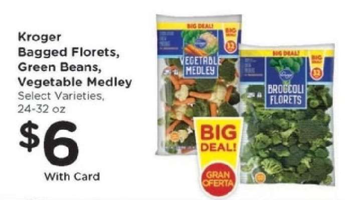 Kroger Bagged Florets, Green Beans, Vegetable Medley