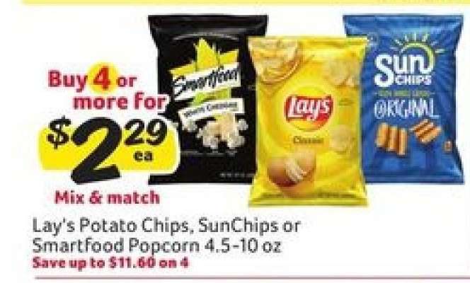 Lay's Potato Chips, Sunchips or Smartfood Popcorn
