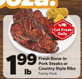 Fresh Bone-In Pork Steaks or Country Style Ribs