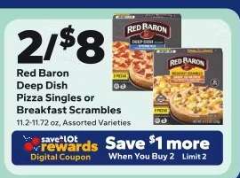 Red Baron Deep Dish Pizza Singles or Breakfast Scrambles