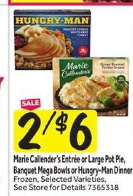 Marie Callender's Entrée or Large Pot Pie, Banquet Mega Bowls or Hungry-Man Dinner