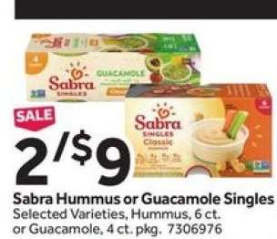 Sabra Hummus or Guacamole Singles