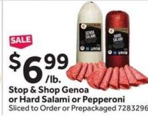 Stop & Shop Genoa or Hard Salami or Pepperoni